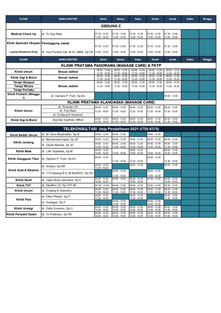 Jadwal Dokter - Rumah Sakit Pertamina Balikpapan